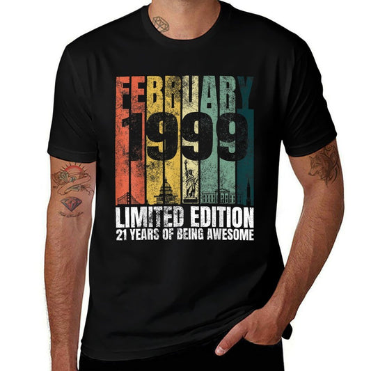 Vintage February 1999 Bday Gifts 21 Years Old 21st Birthday  Oversized Silhouette T-Shirt