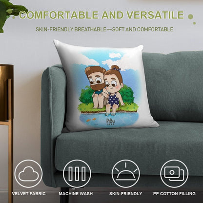 Summer Days - Pibubear Soft Ultra-Soft Texture Throw Pillow