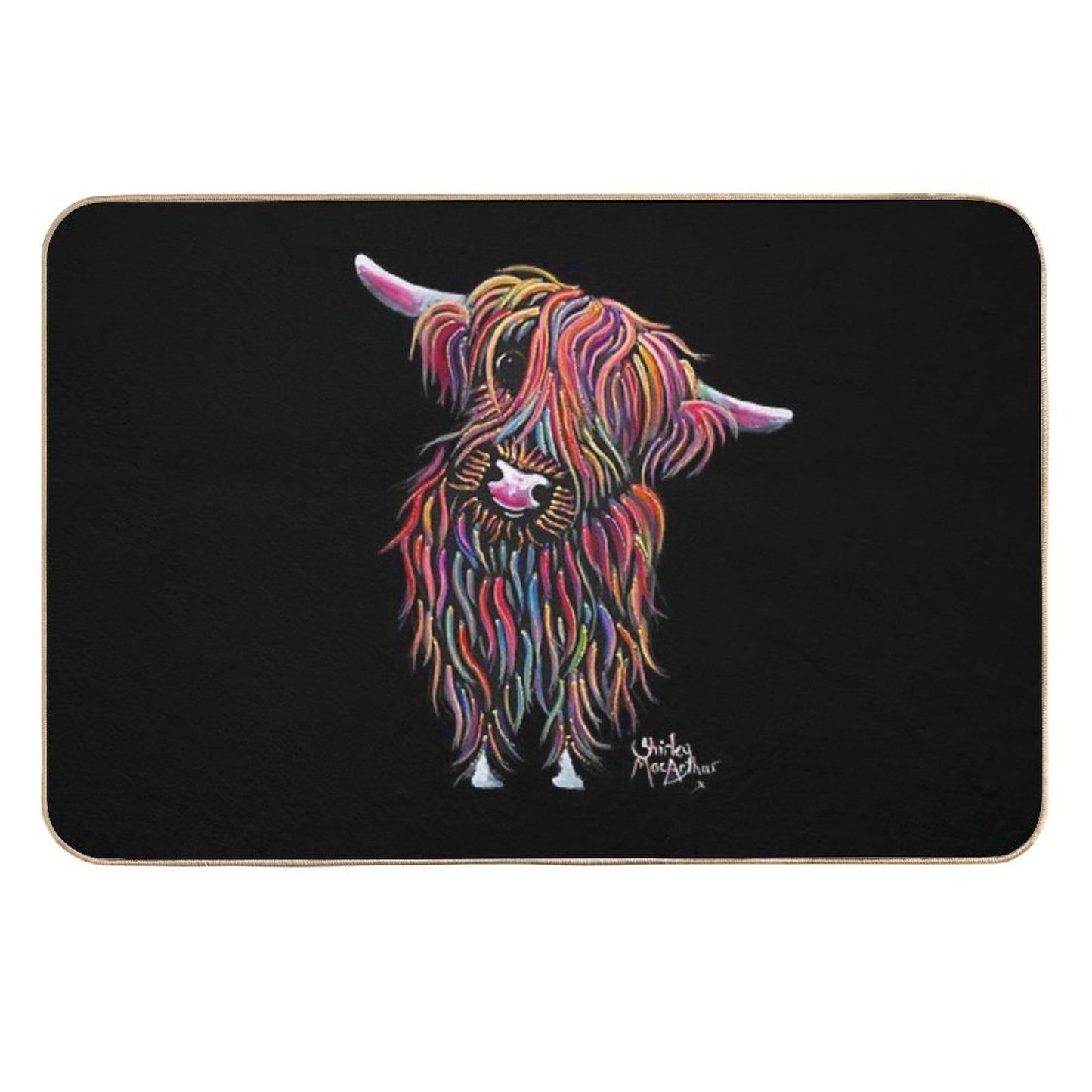 Scottish Highland Cow ' BoLLY ' by Shirley MacArthur  Anti-Trip Bath Mat