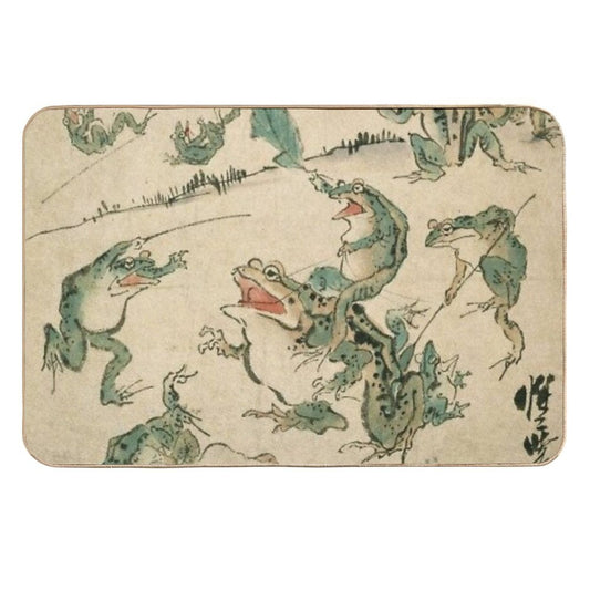 Frog Battle - Kawanabe Kyosai  Toxin-Free Bath Mat