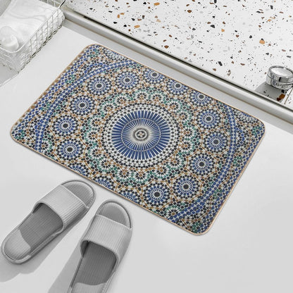 Zellige Moroccan Mosaic Tilework, Traditional Moroccan Art Durable Bath Mat