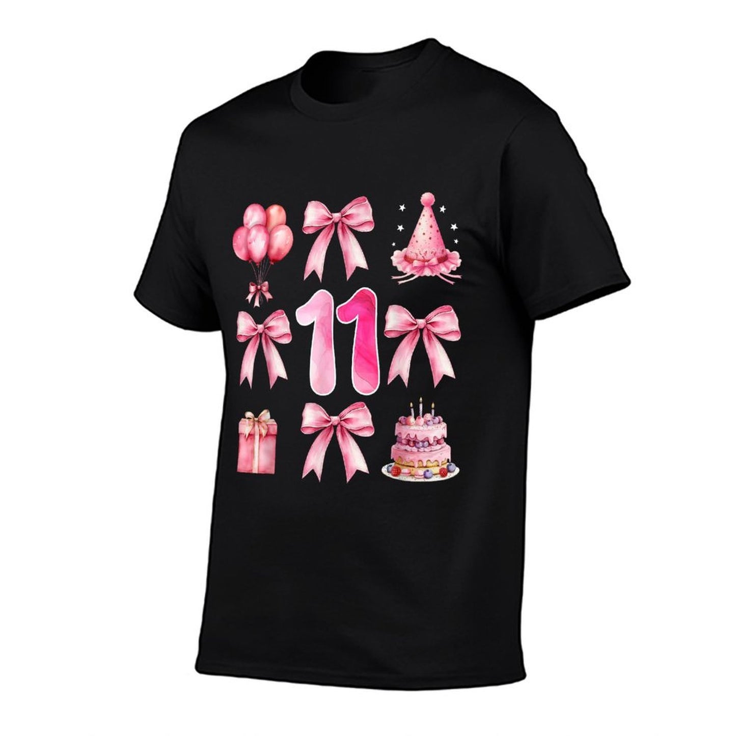 Kids 11th Birthday Girl Pink Coquette Bow Eleven Year Old  Soft T-Shirt