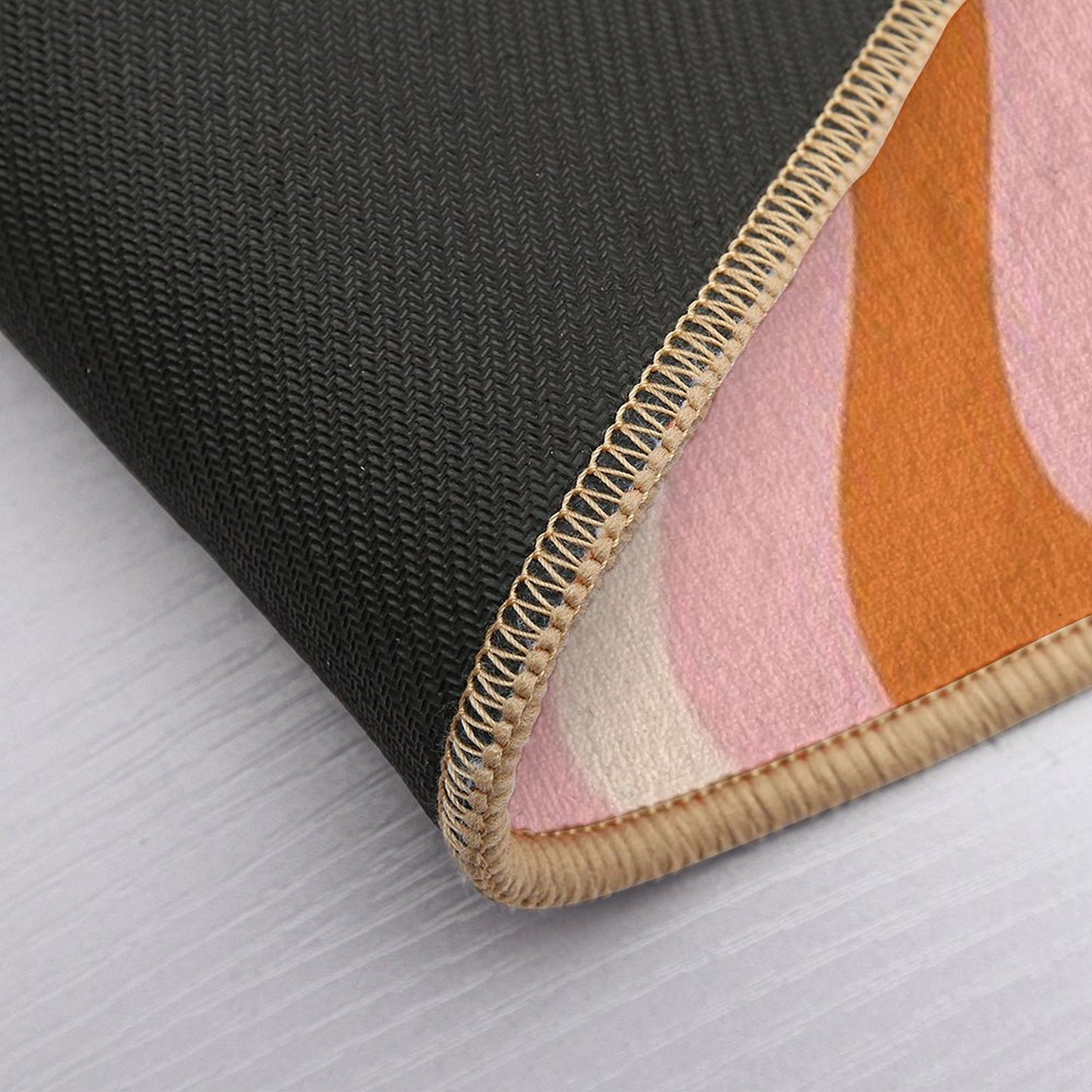 Liquid Swirl Retro Modern Abstract Pattern in Orange Pink Cream  Non-Slip Bath Mat