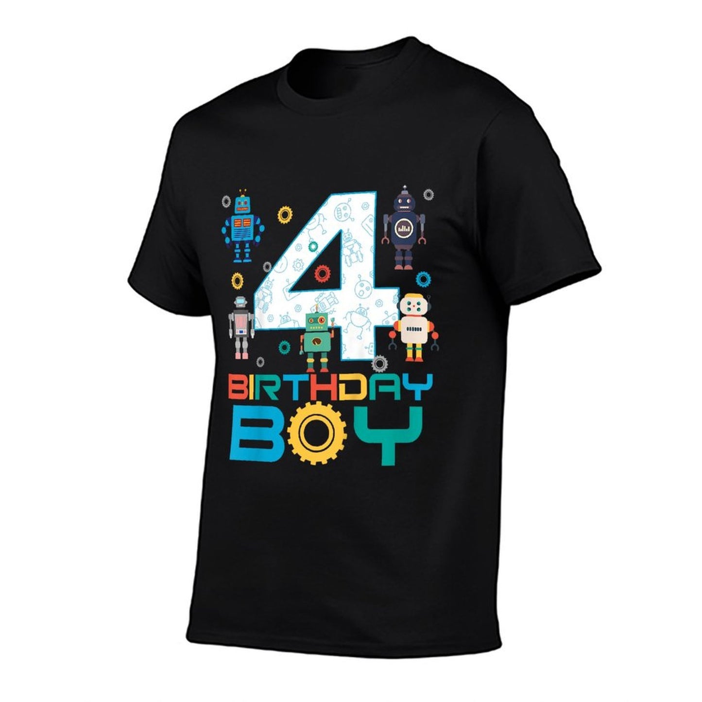 Kids 4th Birthday Robot Boy 4 Years Old Science Robotics  Trendy Pattern T-Shirt