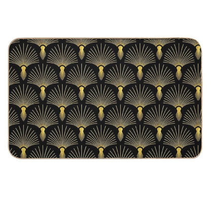 Vintage Hollywood Elegant Golden And Black Art Deco  Easy Maintenance Bath Mat