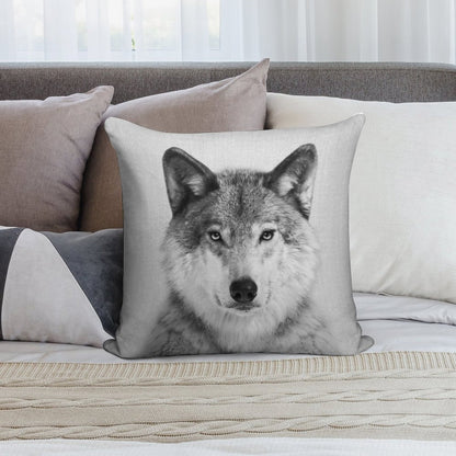 Wolf - Black & White Soft Gift Ready Throw Pillow