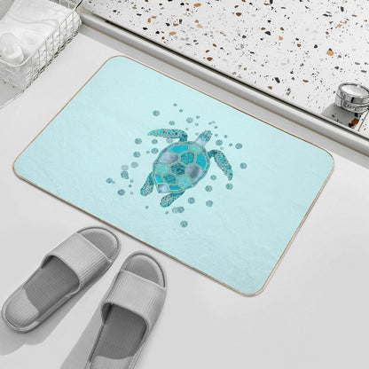 Glamour Aqua Turquoise Turtle Underwater Scenery Durable Bath Mat