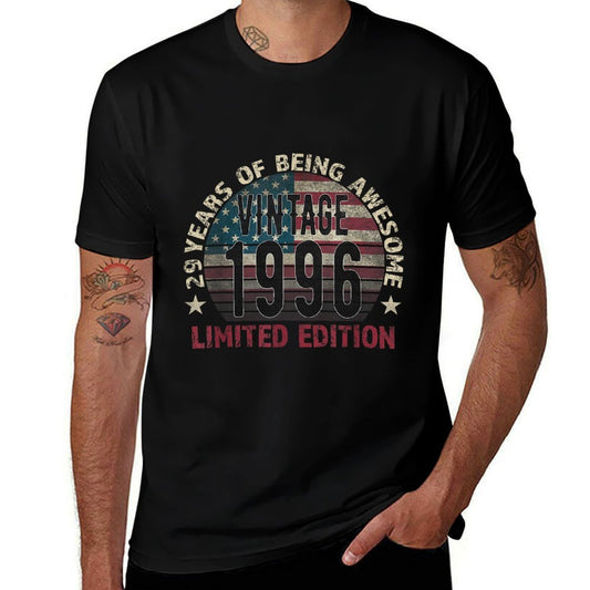 29th Birthday Gift Men Vintage Born 1996 Turning 29 Year Old  Breathable T-Shirt