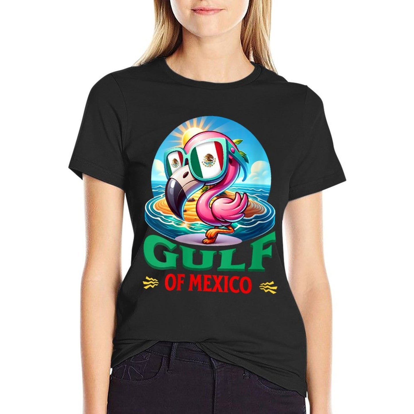 Womens Gulf of Mexico Flamingo Beach Mexican Americas Gulf  Versatile T-Shirt