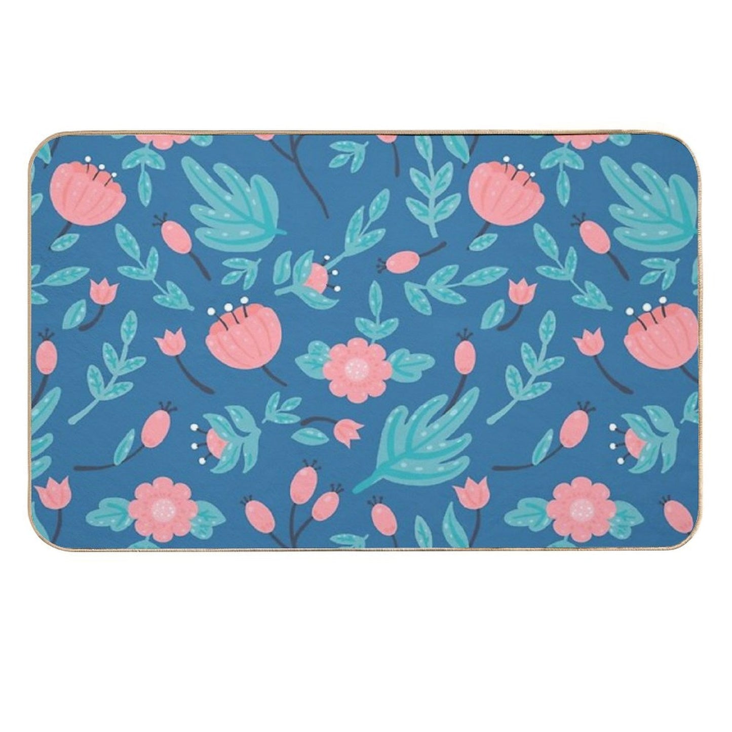 Blue Florals  Odorless Bath Mat