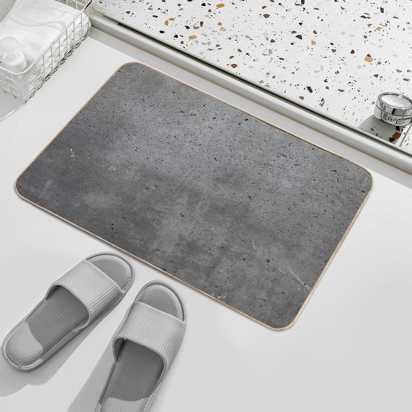 Grey Textured Concrete Wall Exterior  Versatile Bath Mat