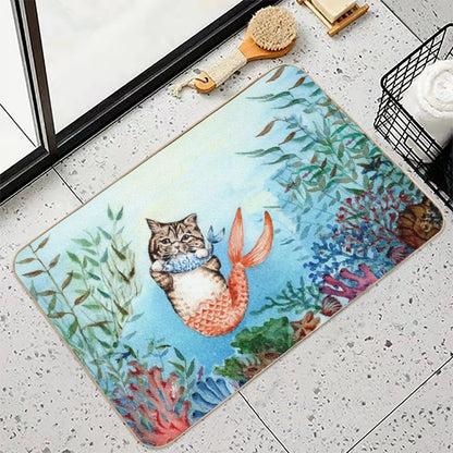 Cute Purrmaid Cat Mermaid  Eco-Friendly Bath Mat