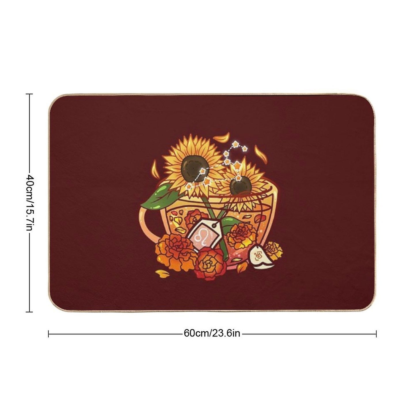 Leo Zodiac Teacup  Easy To Clean Bath Mat