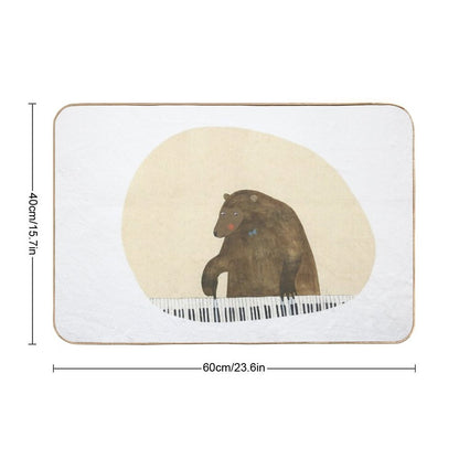 Bear Playing on Piano  Dirt-Trapping Bath Mat