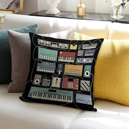 Electronic Musician Synthesizer And Drum Machine Dj Soft Easy Maintenance Throw Pillow