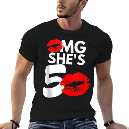OMG SHE'S 50 Birthday, 50 Year Old, 50th Birthday  Fade-proof Color T-Shirt