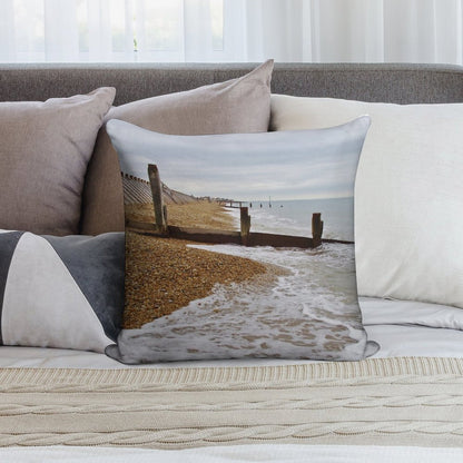Hayling Island Beach Groynes Soft Ultra-Soft Texture Throw Pillow
