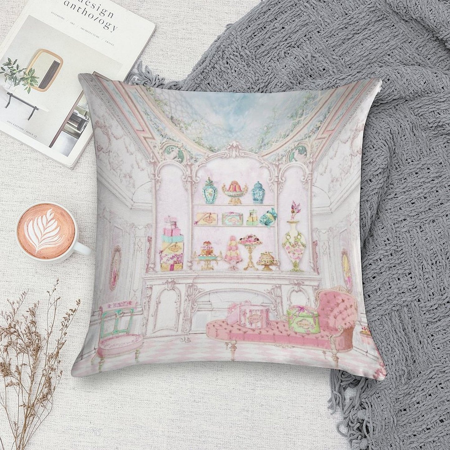 French Patisserie, Paris, Cake Shop, Diorama Soft Ultra-Soft Texture Throw Pillow