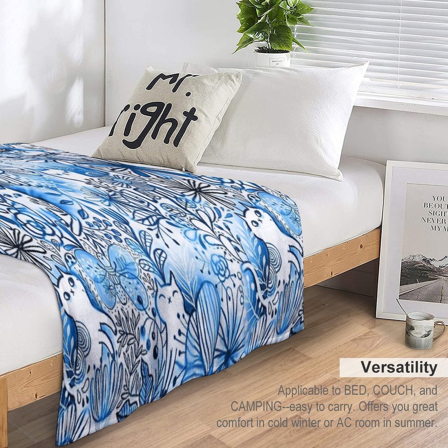 Watercolor Cats And Flowers Multi-functional Throw Blanket