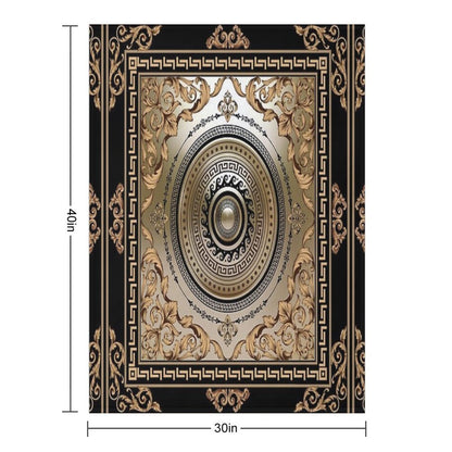 Ornate Baroque Filigree Black Bronze Greek Key Meander Durable Throw Blanket