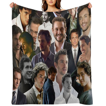 Hugh Dancy Photo Collage Velvety-soft Throw Blanket