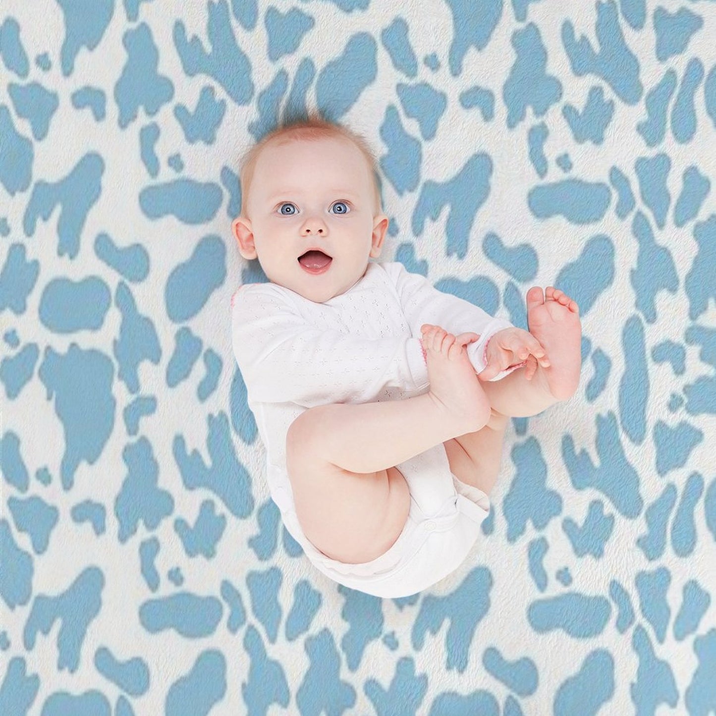Blue Cow Print Comfort Throw Blanket