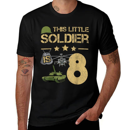8 Year Old Soldier Birthday Boy 8th Birthday Kids Army Camo  Slim-fit Cut T-Shirt
