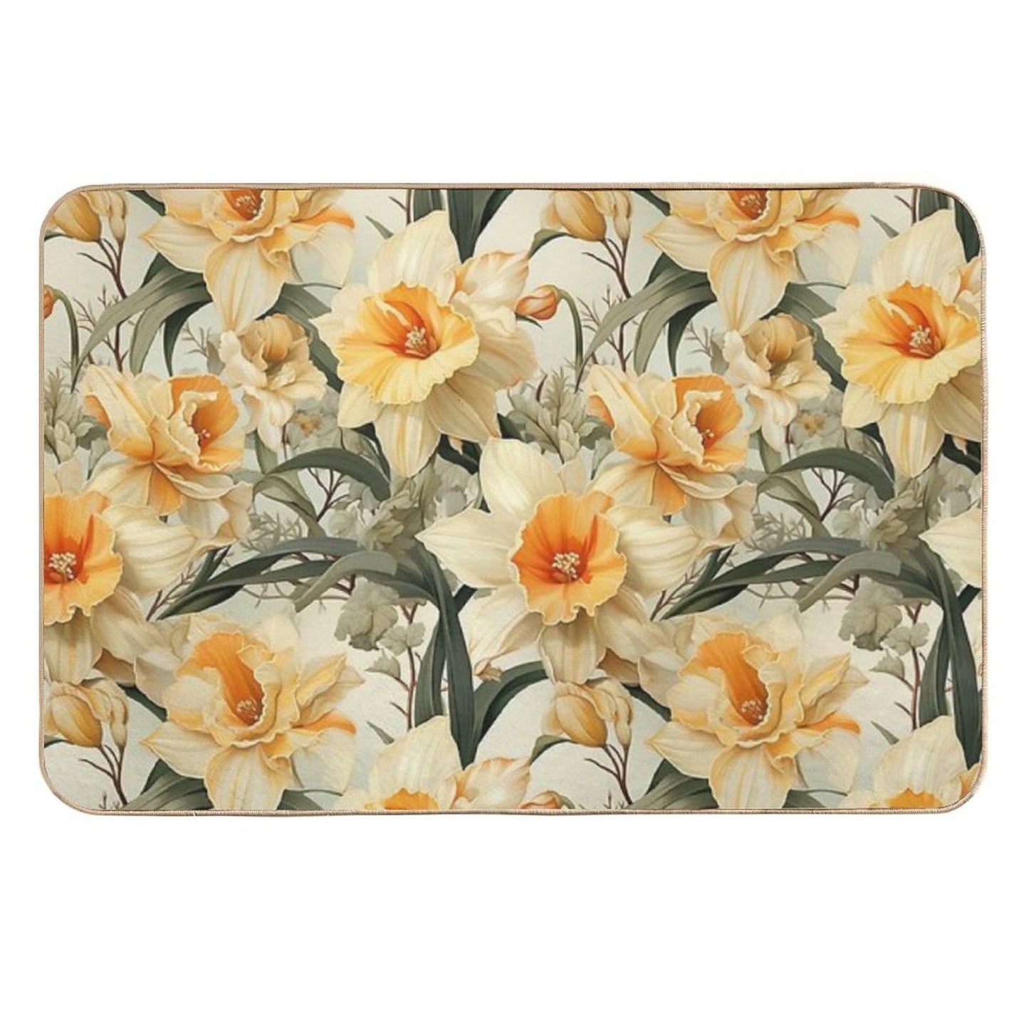 Vintage Floral, Sweet Orange Daffodil  Rapid-Drying Bath Mat