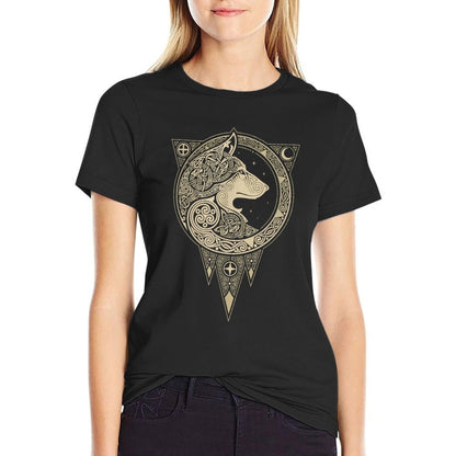 Celtic Mythology Fenrir Wolf Runes  Trendy Pattern T-Shirt