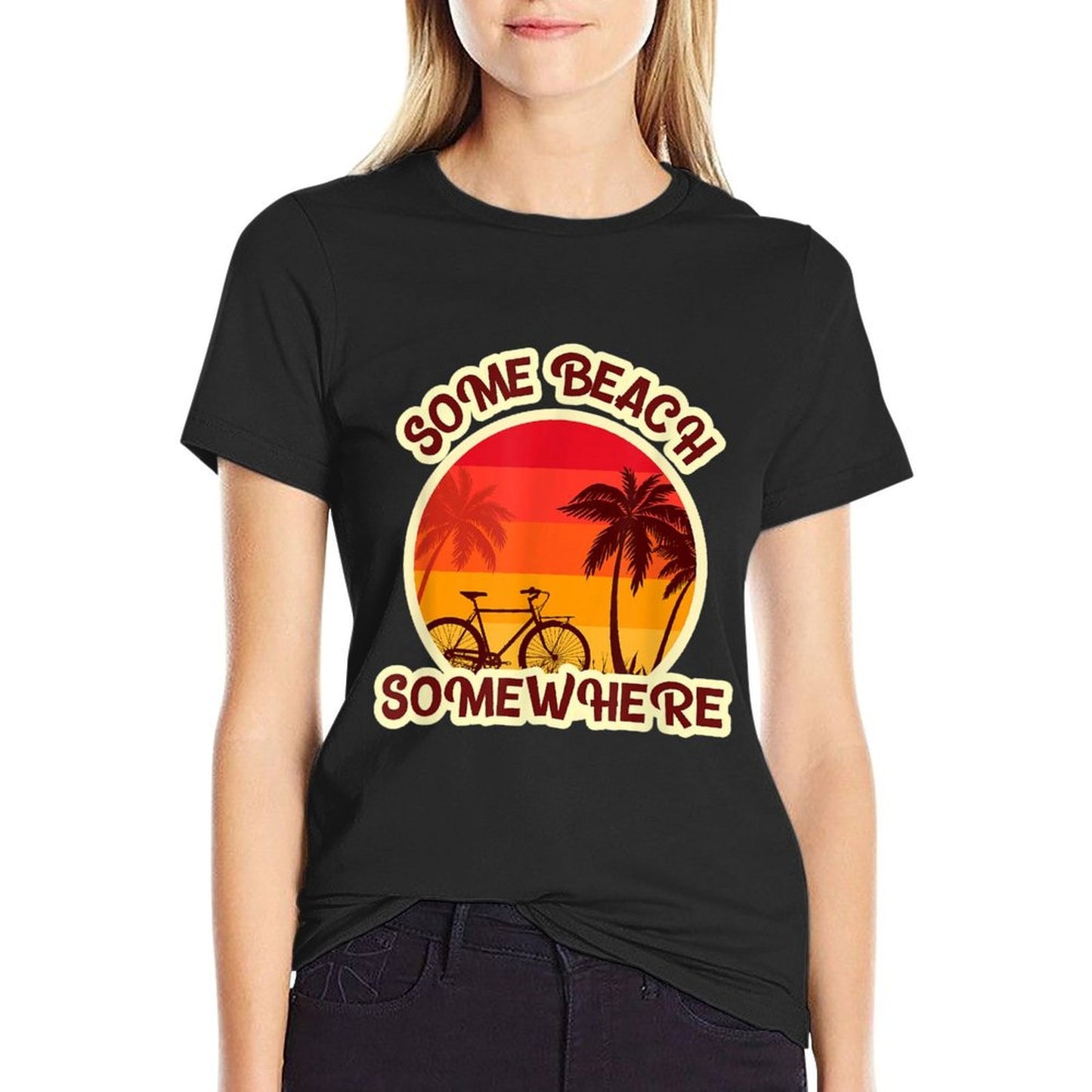 Some Beach Somewhere Unique Vintage Sunset Ocean Beaches  Easy-care T-Shirt