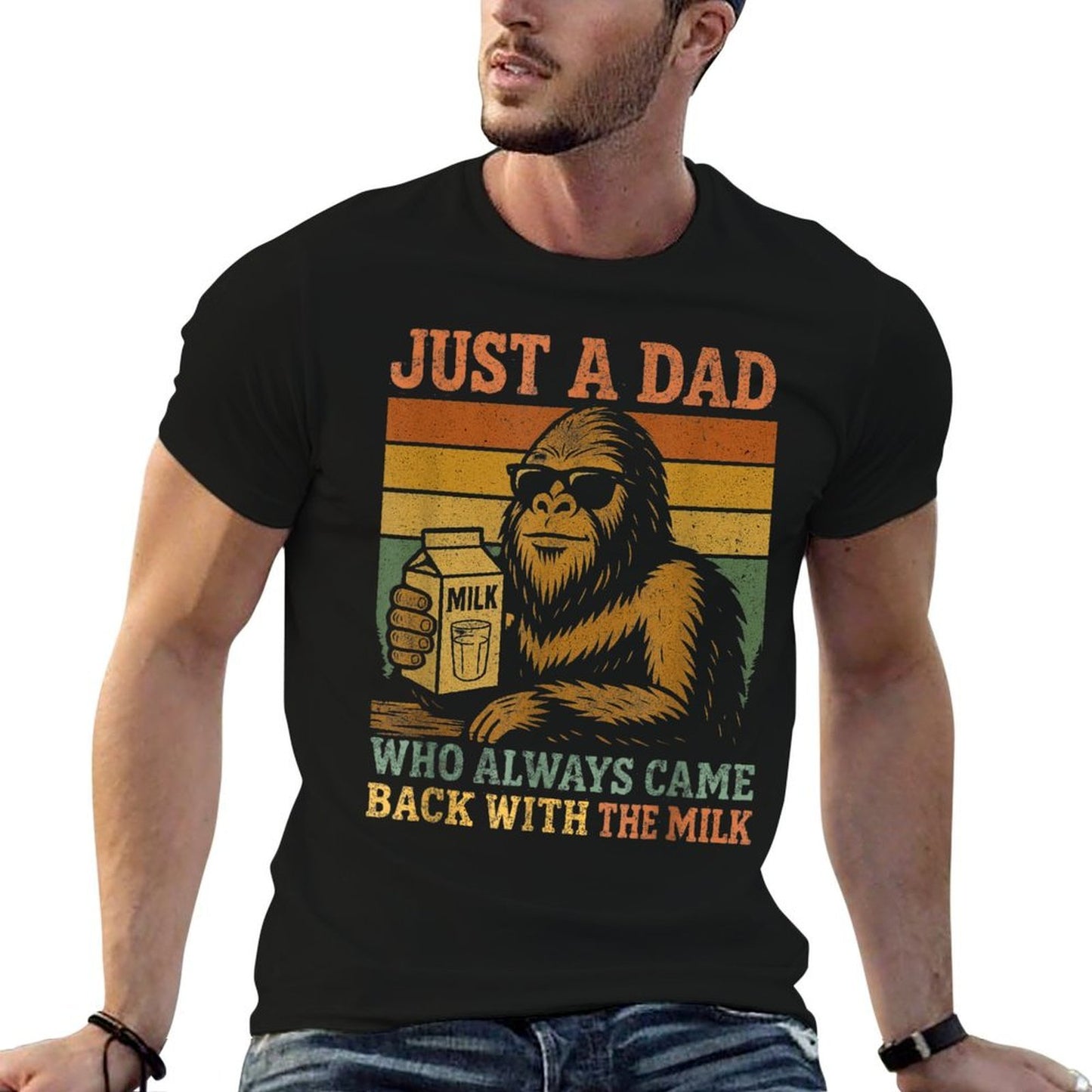 Bigfoot Dad, Just A Dad Who Always Came Back With The Milk  Vintage-inspired T-Shirt