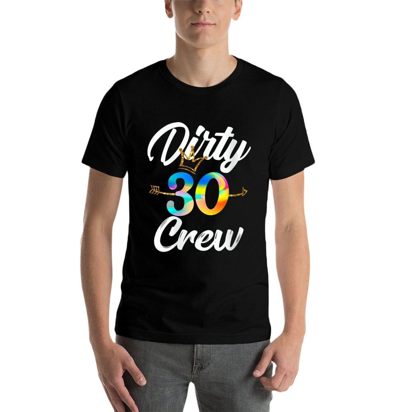 Womens Dirty 30 Crew 30th Birthday Squad with Arrow & Crown  Tagless Design T-Shirt