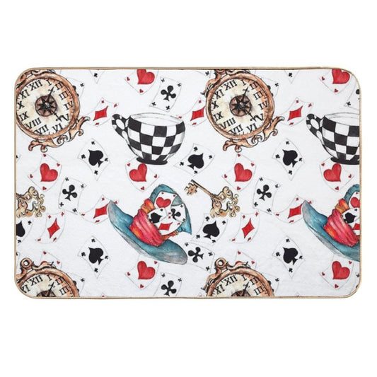 Alice in Wonderland Theme with White Background  Odorless Bath Mat