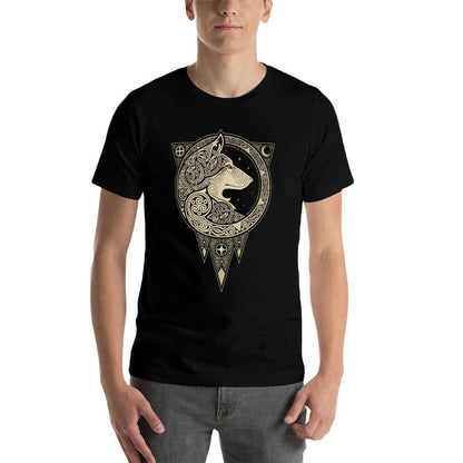 Celtic Mythology Fenrir Wolf Runes  Trendy Pattern T-Shirt