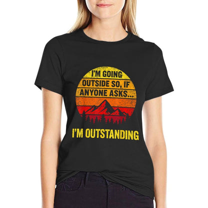 Im Going Outside If Asked Im Outstanding Dad Joke  Heathered Texture T-Shirt