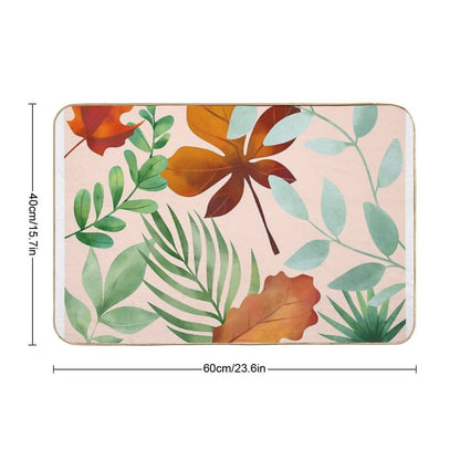 Wild Tropical Hawaiian Leaves And Flowers Pattern  Repositionable Bath Mat