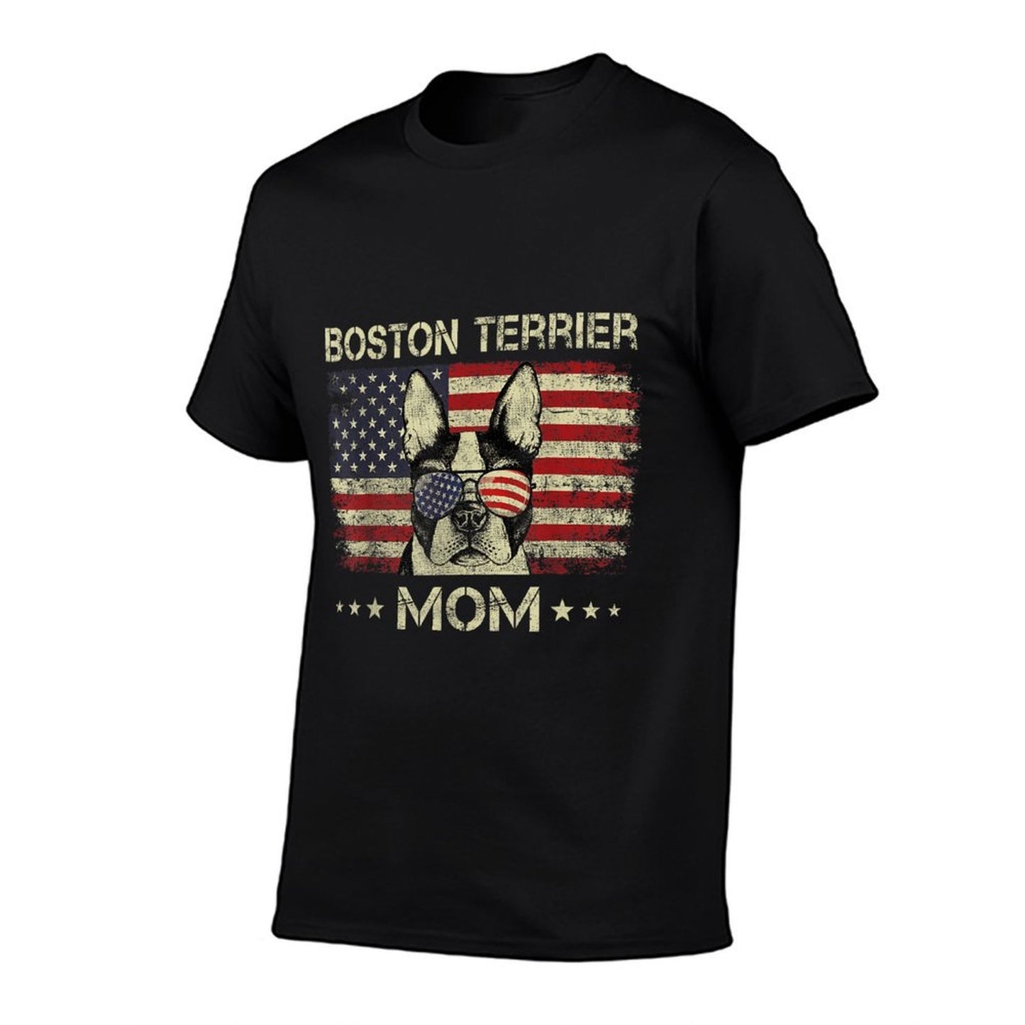 Boston Terrier Mom Dog Lovers American 4th Of July  Rolled Sleeves T-Shirt