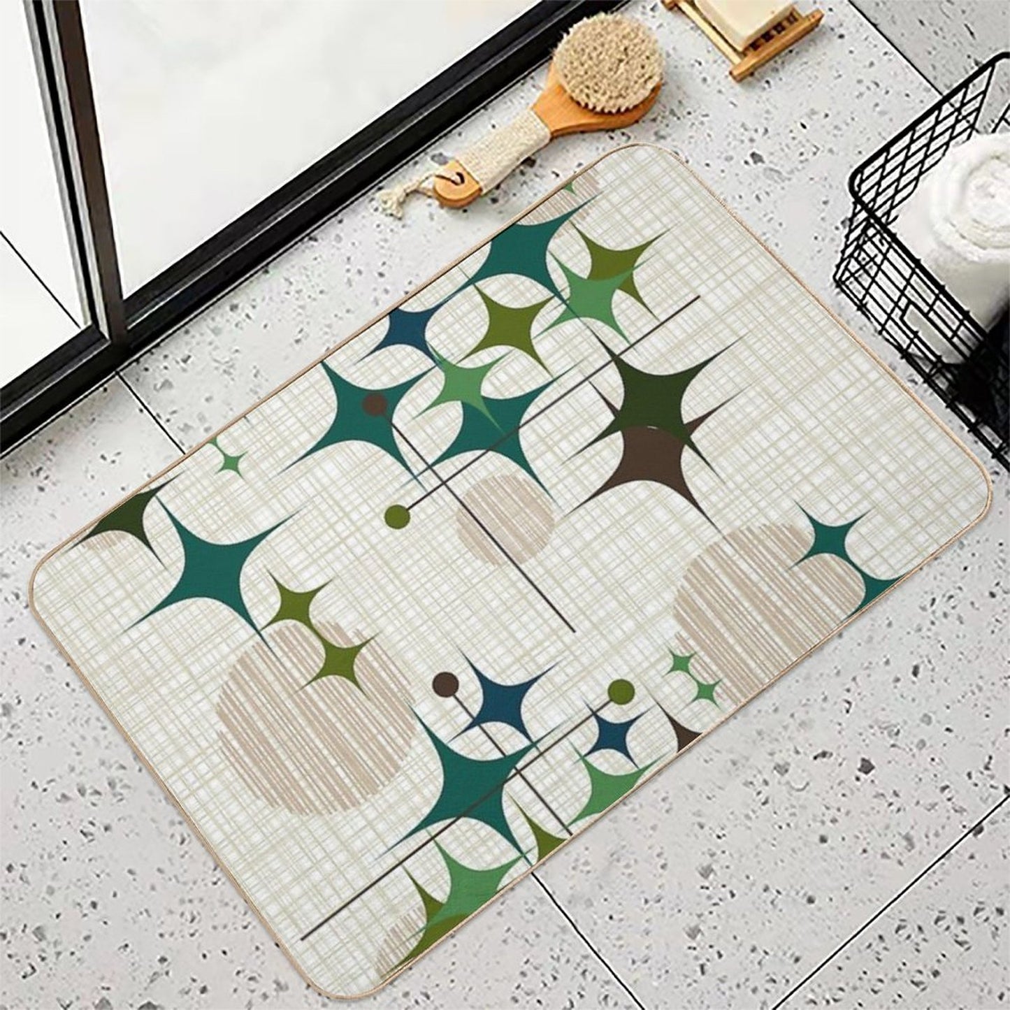 Eames Era Starbursts And Globes 1 (bkgrnd) Durable Bath Mat
