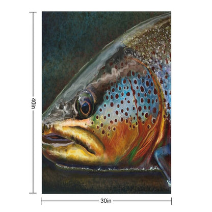 The Night Hunter Wild Brown Trout Plush Throw Blanket