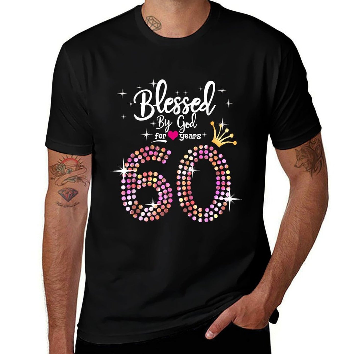 Womens Blessed by God for 60 Years 60th Birthday Anniversary  Tagless Design T-Shirt