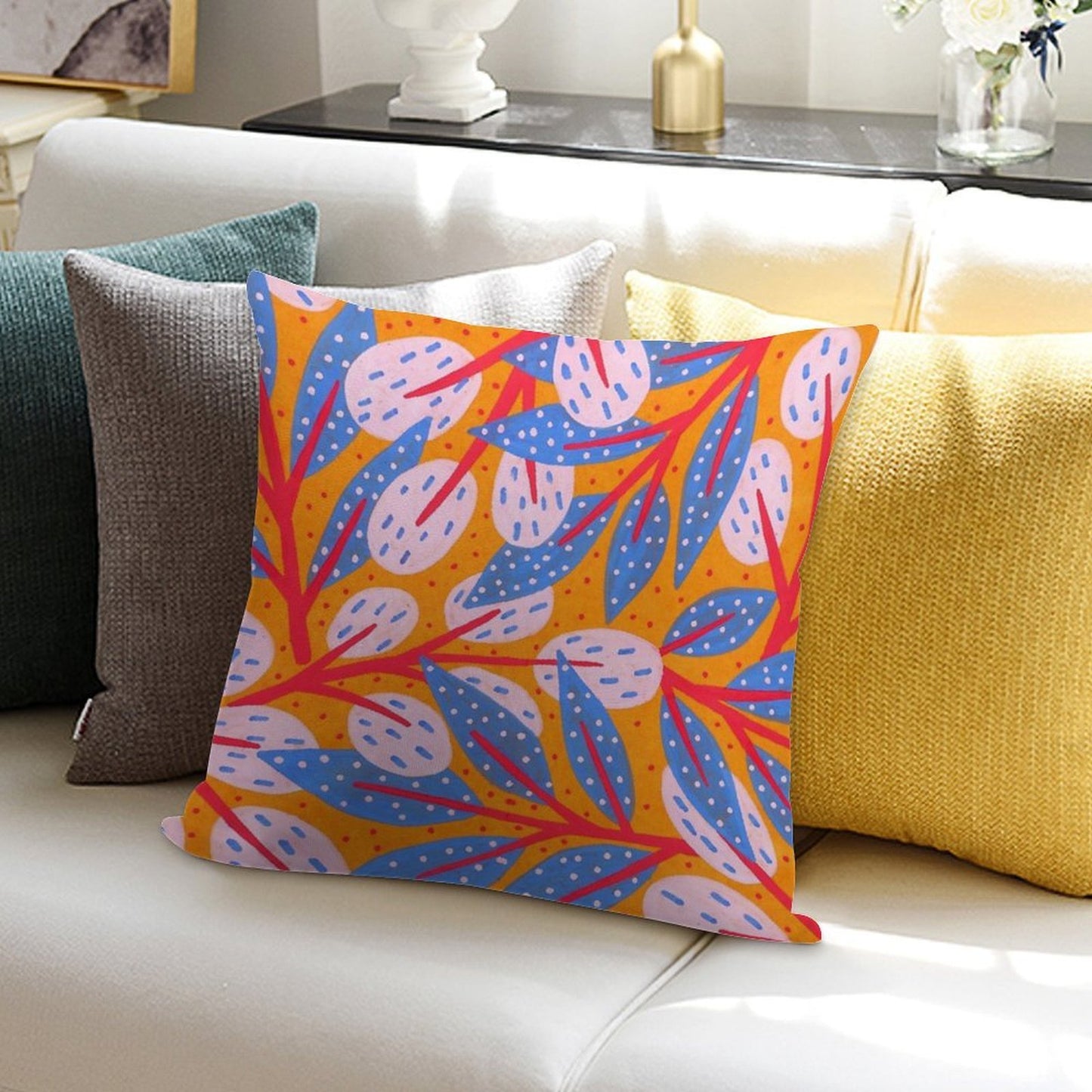 Gold Sky in The Forest Soft Multiple Sizes Throw Pillow