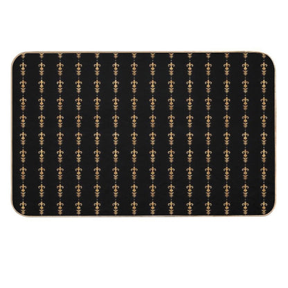 Golden Fleur De Lis on Black  Slip-Resistant Bath Mat