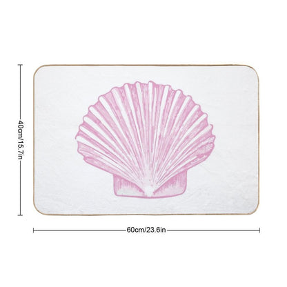Pink Sea Scallop Shell Sketch  Toxin-Free Bath Mat