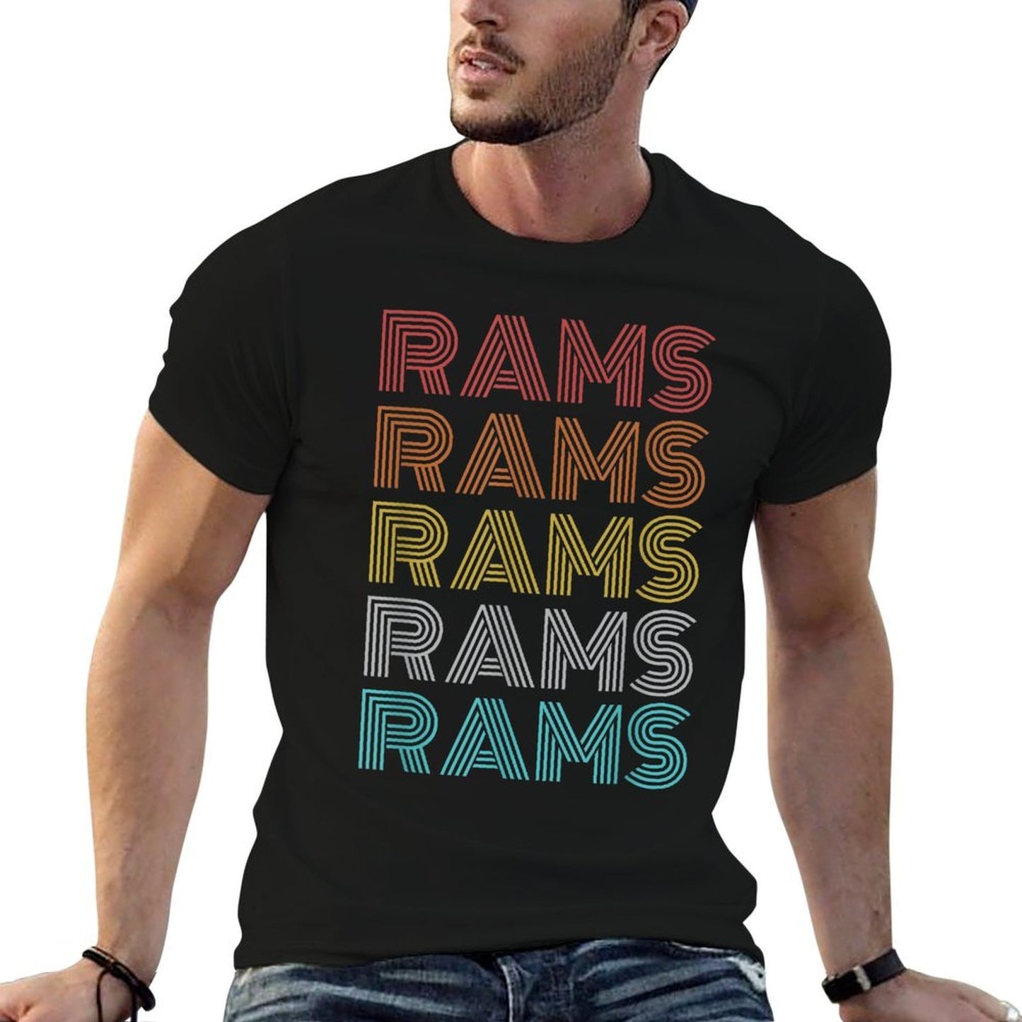 Rams Vintage Retro Apparel Retro Vintage Sports  Graphic-printed T-Shirt