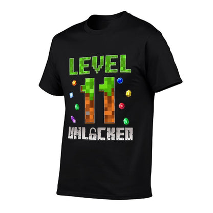 Birthday Boy Level 11 Unlocked 11th Birthday Game Pixel  Wrinkle-resistant T-Shirt