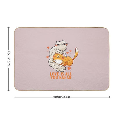 Cute Cats - Love Is All You Knead  Fade-Resistant Bath Mat