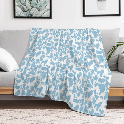 Blue Cow Print Comfort Throw Blanket