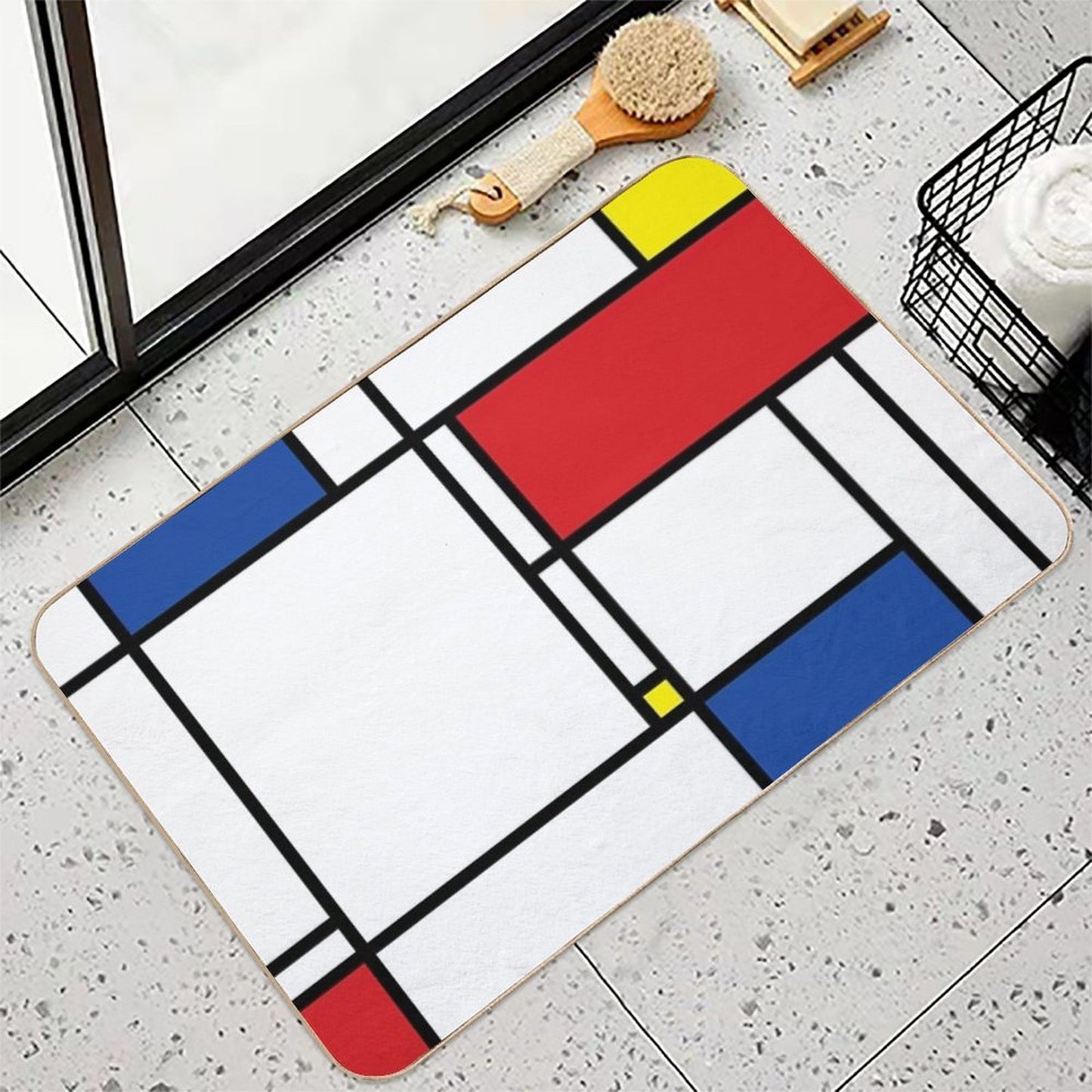 Mondrian Minimalist De Stijl Modern Art I.I © Fatfatin Durable Bath Mat