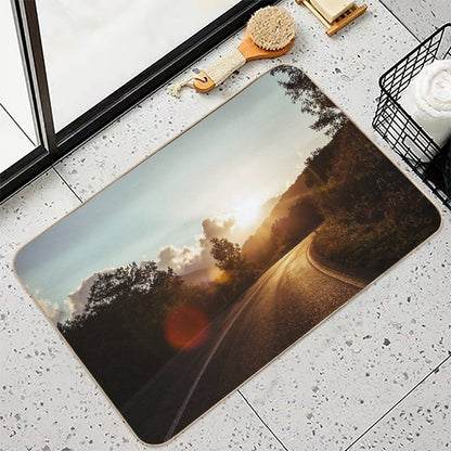 Road at Sunset  Stain-Proof Bath Mat