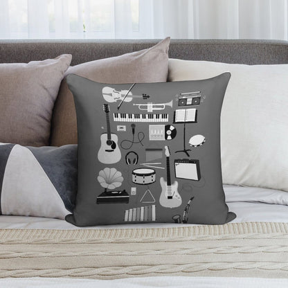 Music Things Soft Reinforced Edging Throw Pillow